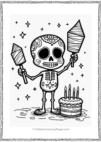 Sugar Skull With Pinata And Cake Free PDF Printable