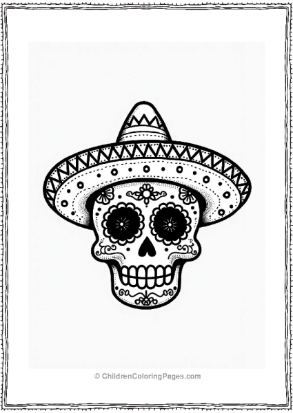 Sugar Skull With Sombrero Free PDF Printable