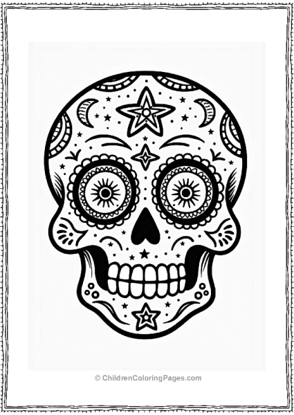 Sugar Skull With Stars And Moon Free PDF Printable