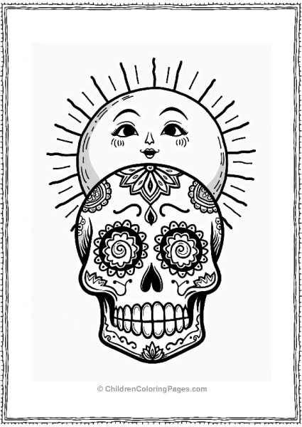 Sugar Skull With Sun And Moon Free PDF Printable