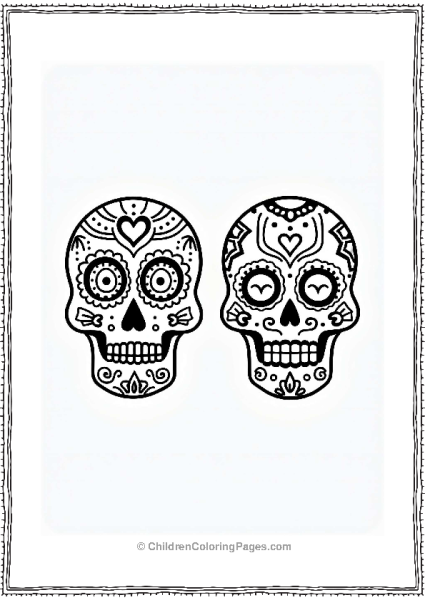 Sugar Skulls With Decorative Patterns Free PDF Printable