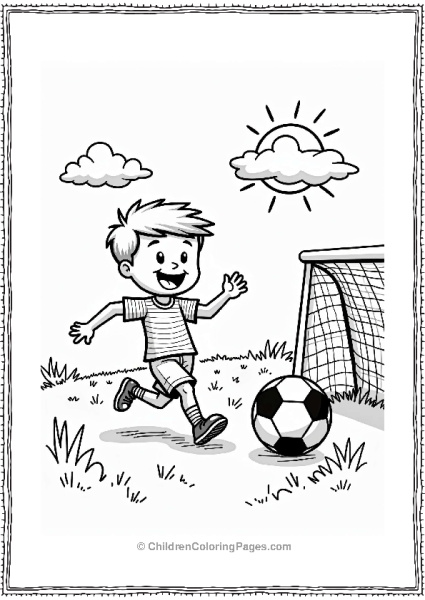 Summer Boy Kicking Soccer Ball With A Smile Free PDF Printable