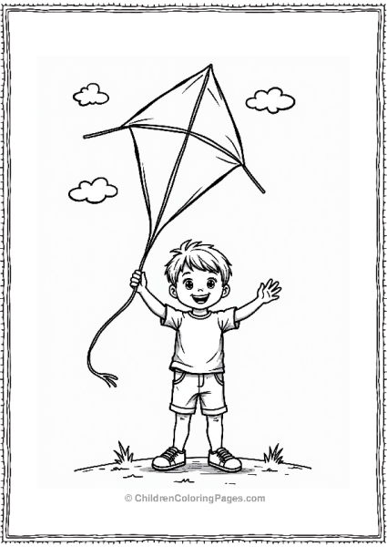 Summer Boy With A Diamond Kite In Blue Sky Free PDF Printable