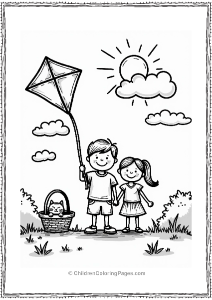 Summer Cheerful Family With Kite On A Sunny Day Free PDF Printable
