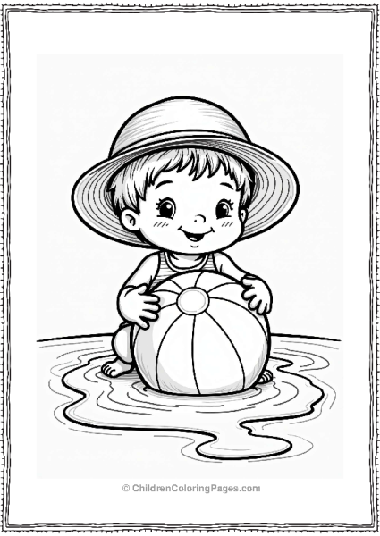Summer Child Playing With Beach Ball On A Sunny Day Free PDF Printable