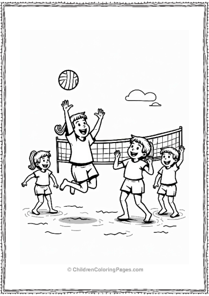 Summer Children Playing Beach Volleyball Free PDF Printable