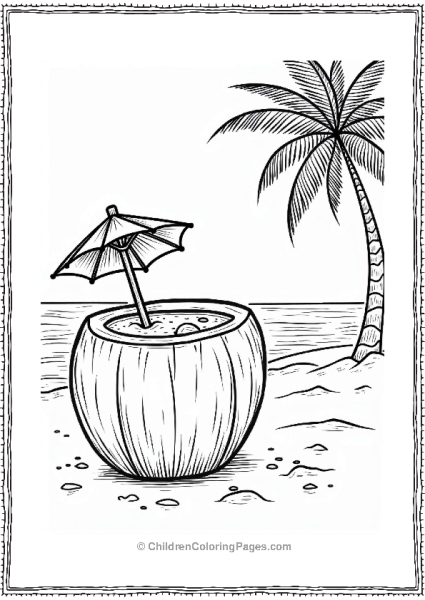 Summer Coconut Drink On The Beach Free PDF Printable