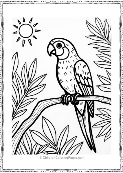 Summer Colorful Parrot In A Tropical Setting Free PDF Printable
