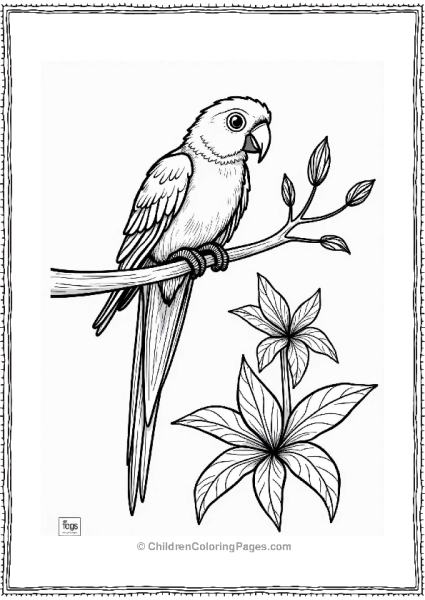 Summer Colorful Parrot On A Palm Branch Free PDF Printable