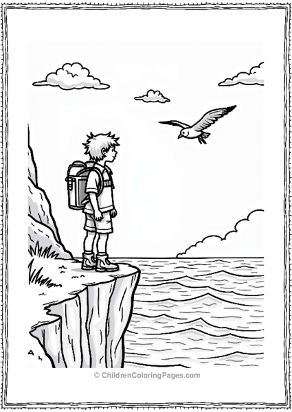 Summer Explorer On A Cliff Overlooking The Sea Free PDF Printable