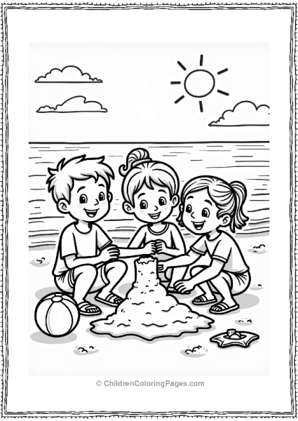 Summer Family Building A Sandcastle At The Beach Free PDF Printable