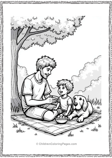 Summer Father And Child Picnic Under A Tree Free PDF Printable