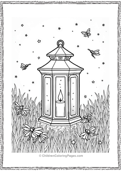 Summer Firefly Lantern In A Starry Night Free PDF Printable