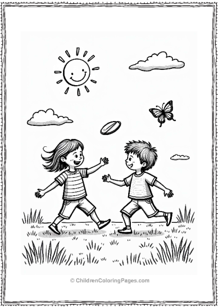 Summer Fun Kids Playing Frisbee In The Sun Free PDF Printable