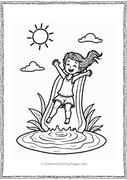 Summer Fun On A Water Slide Free PDF Printable