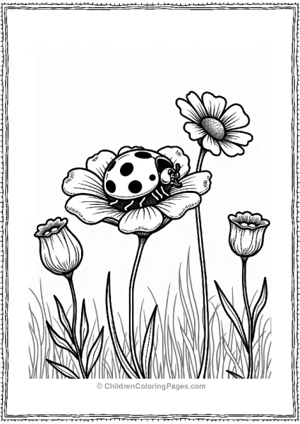 Summer Garden Scene With Ladybug Free PDF Printable