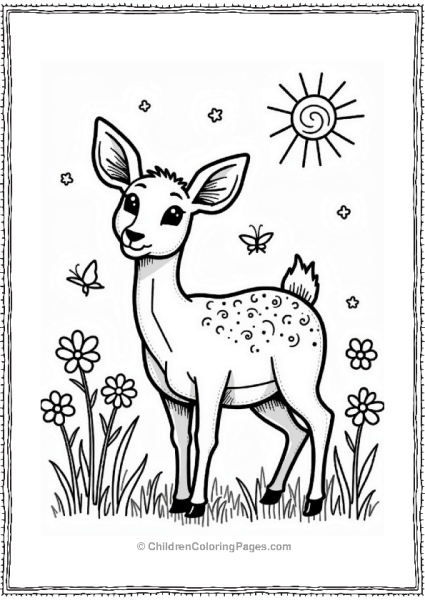 Summer Gentle Deer In A Sunny Clearing Free PDF Printable