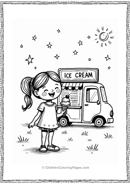 Summer Joy Girl With Ice Cream Cone Free PDF Printable