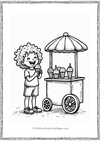 Summer Joyful Child With Ice Cream Cone Free PDF Printable