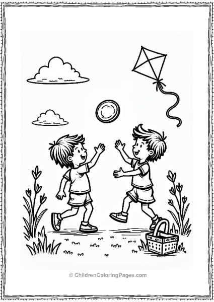 Summer Kids Playing Catch In The Park Free PDF Printable