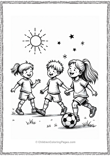 Summer Kids Playing Soccer On A Sunny Day Free PDF Printable