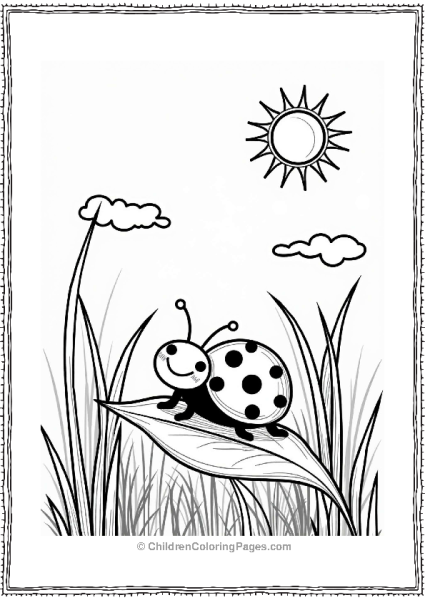Summer Ladybug On A Leaf Under The Sun Free PDF Printable