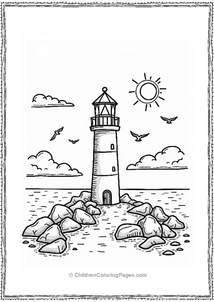 Summer Lighthouse At Sunset Free PDF Printable