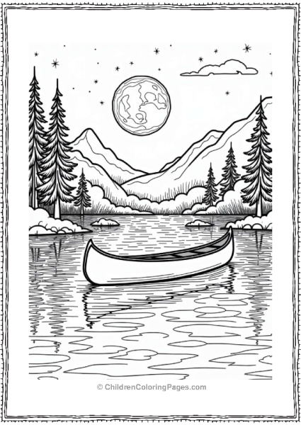 Summer Moonlit Canoe On A Serene Lake Free PDF Printable