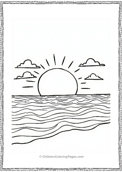 Summer Ocean Sunset Coloring Page Free PDF Printable