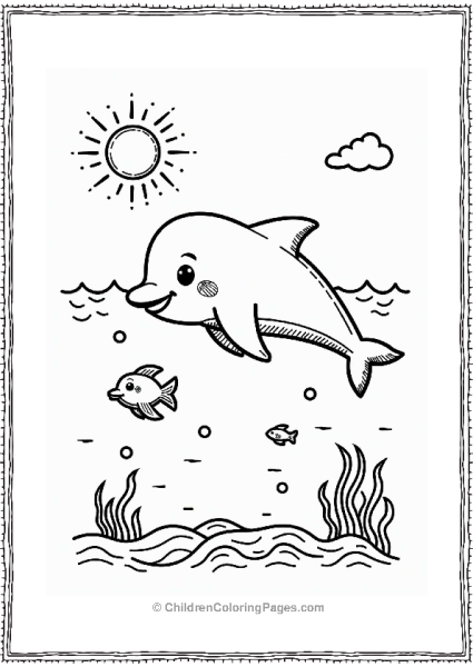 Summer Playful Dolphin In A Sunny Ocean Free PDF Printable