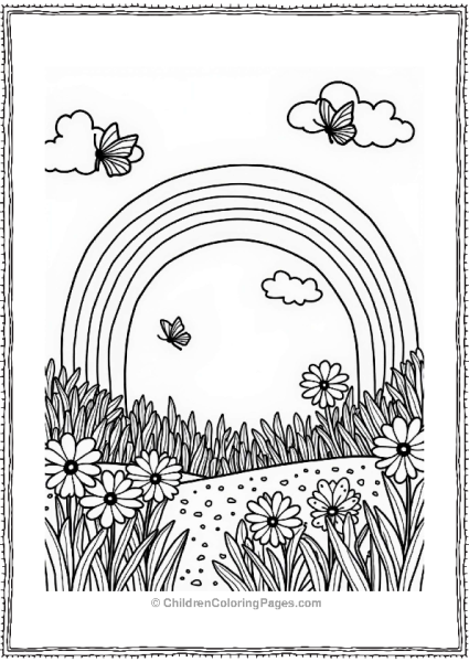 Summer Rainbow Over A Flower Garden Free PDF Printable