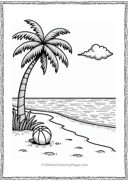 Summer Sunny Beach Scene With Palm Tree Free PDF Printable