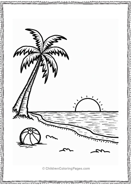 Summer Sunset Beach Scene With Palm Trees Free PDF Printable