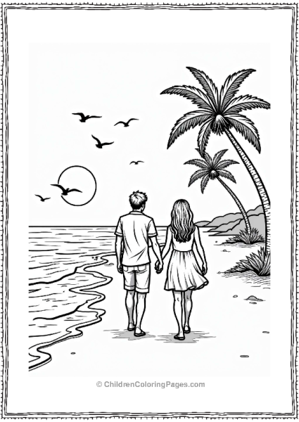 Summer Sunset Stroll On The Beach Free PDF Printable