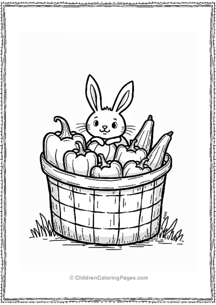 Summer Veggie Basket With Rabbit Free PDF Printable