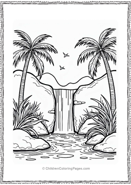 Summer Waterfall In The Jungle Free PDF Printable