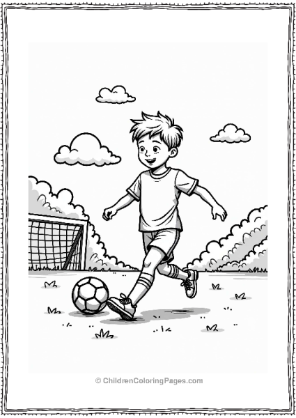 Summer Young Soccer Player On A Sunny Field Free PDF Printable
