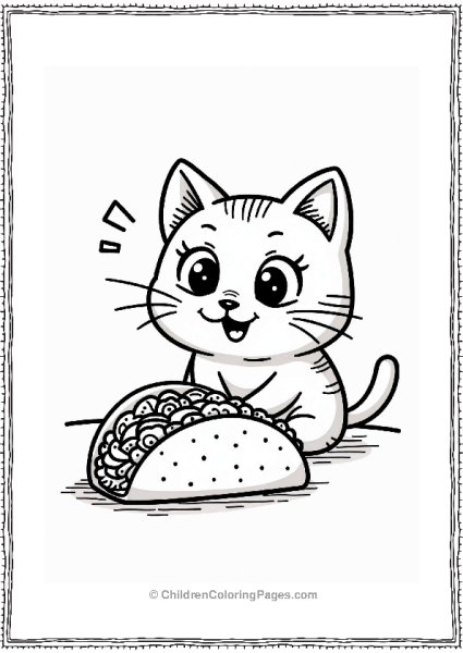 Surprised Cat With A Taco Free PDF Printable
