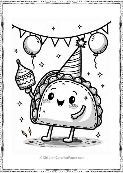 Taco Character At A Festive Party Free PDF Printable