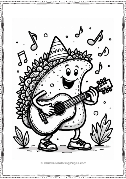 Taco Character At A Guitar Party Free PDF Printable