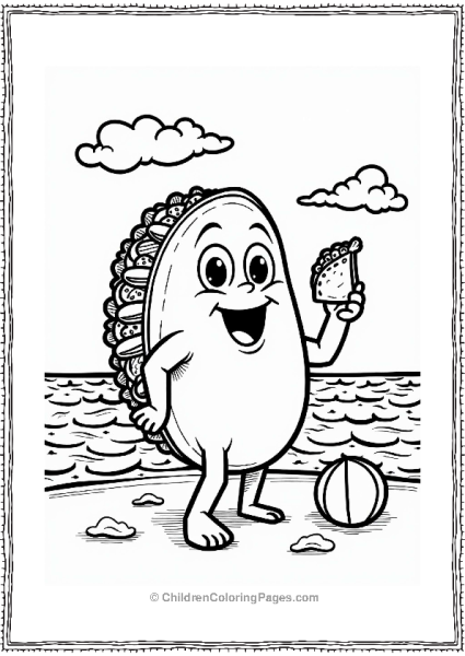 Taco Character At The Beach Free PDF Printable