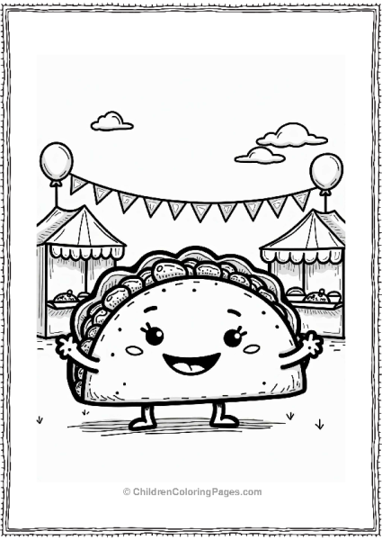 Taco Character At The Festival Free PDF Printable