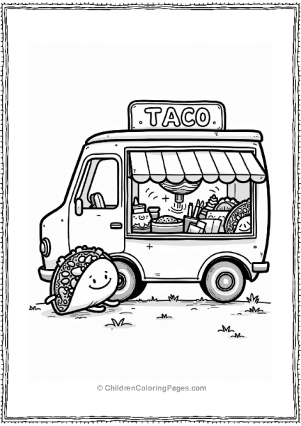 Taco Character At The Truck Free PDF Printable