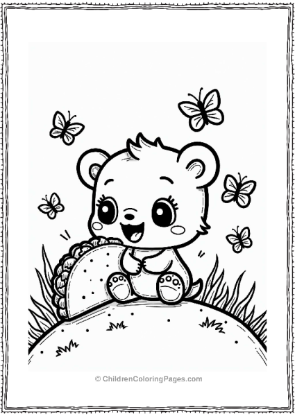 Taco Character On A Grassy Hill Free PDF Printable