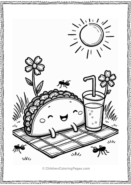 Taco Character On A Sunny Picnic Free PDF Printable