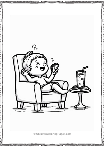 Taco Character Relaxing In A Comfy Chair Free PDF Printable