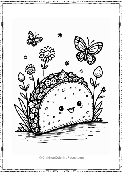 Taco Garden With Flowers And Butterflies Free PDF Printable