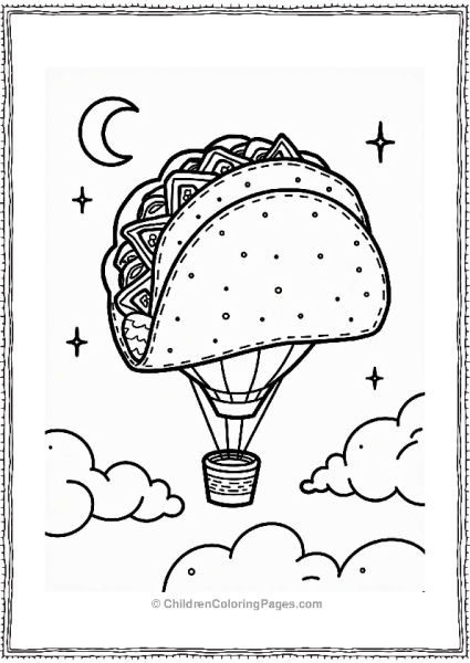 Taco Hot Air Balloon In The Night Sky Free PDF Printable