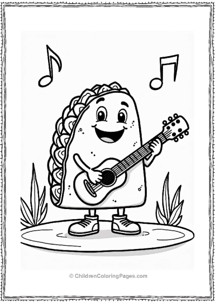 Taco Playing Guitar At Fiesta Free PDF Printable