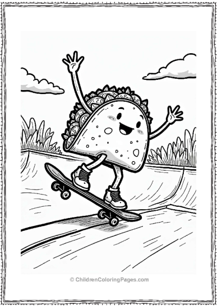 Taco Skateboarding At The Park Free PDF Printable